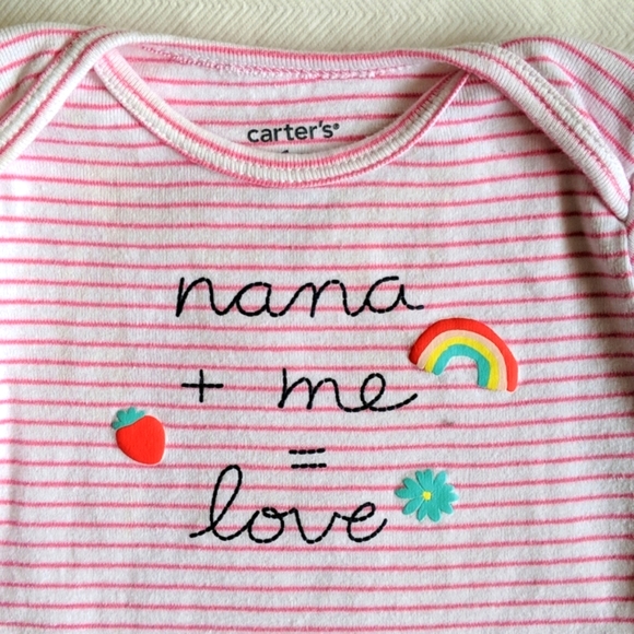 carter's striped nana + me short sleeve bodysuit diaper shirt 6 months baby girl - Picture 2 of 5